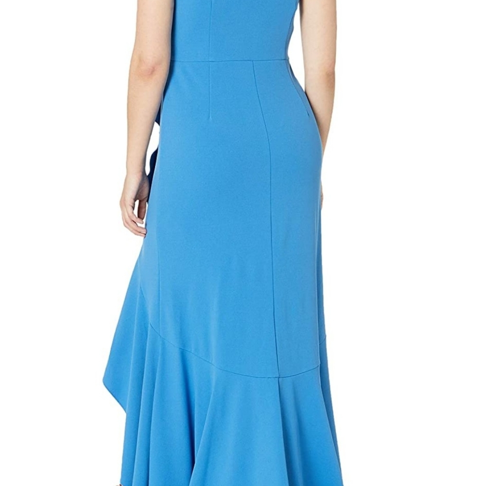 Adrianna Papell Women's One Shoulder Crepe Gown Size: 6 Ocean Dream